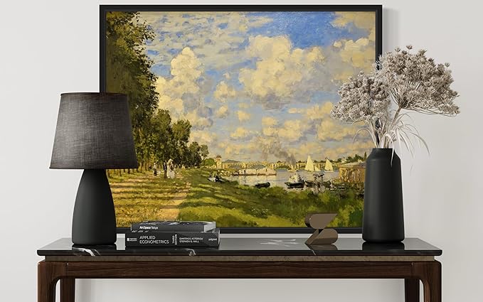 The Basin at Argenteuil Claude Monet Wall Art Print Poster, Impressionist Painting Wall Art Wall Decor, for Bedroom and Living room Bathroom Decor 115 (The Basin at Argenteuil, 11 x 14 inches, Black Frame)