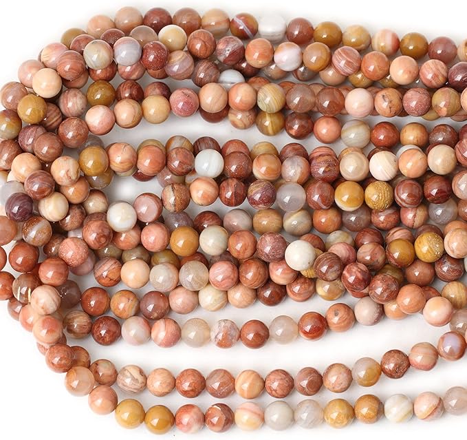 45PCS 8mm Natural Petrified Wood Jade Round Loose Beads for Jewelry Making DIY Bracelet Necklace Materials 1 Strand 15"