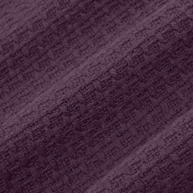 Sweet Home Collection 100% Fine Cotton Blanket Luxurious Weave Stylish Design Soft and Comfortable All Season Warmth, King, Purple (Pack of 6)