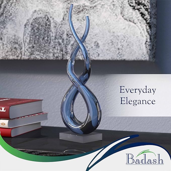 Badash Murano Style Deep Blue Sea Art Glass Centerpiece H20
