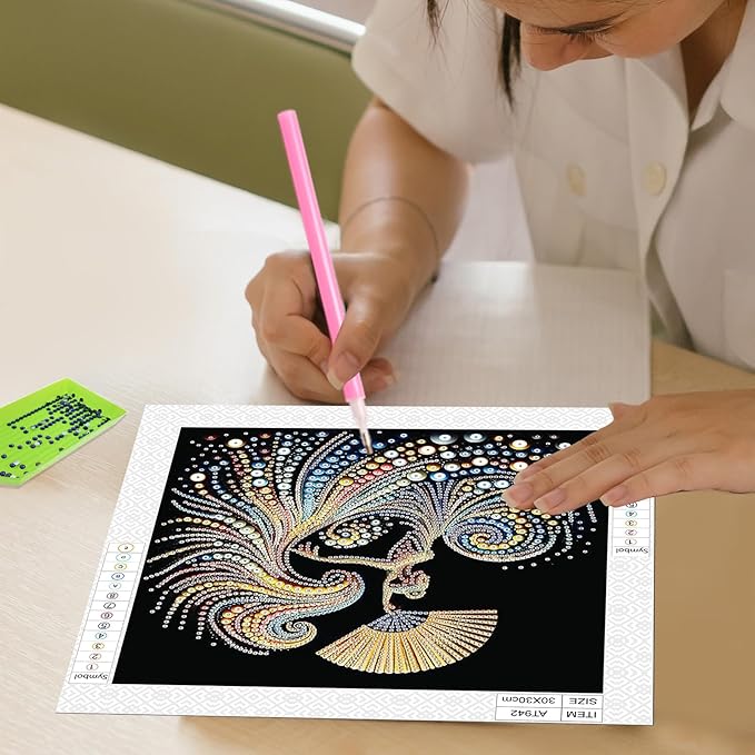 Tontut Diamond Art Painting Kit, Fan Lady 5D DIY Special Shape Mosaic Crafts for Beginners and Adults, can be Gifted to Family and Friends, Great for Decorating Home and Office Walls