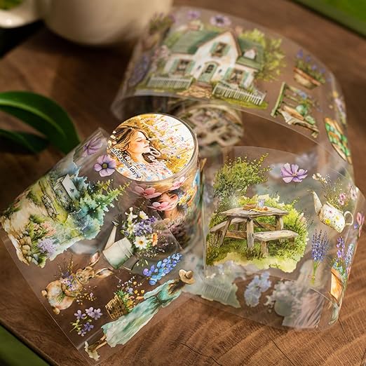 Camping PET Tapes Set, 6 Rolls of Nature Ephemera for Junk Journaling, Scrapbooking, Crafting, DIY Projects, Diaries, and Art Supplies