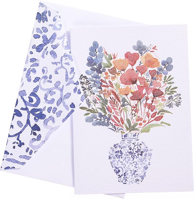 Graphique Floral Greeting Cards | 16 Pack | All Occasion Blank Note Cards with Envelopes | Flower Design Boxed Set for Personalized Notes | Glitter Accents | 3.25” x 4.75"