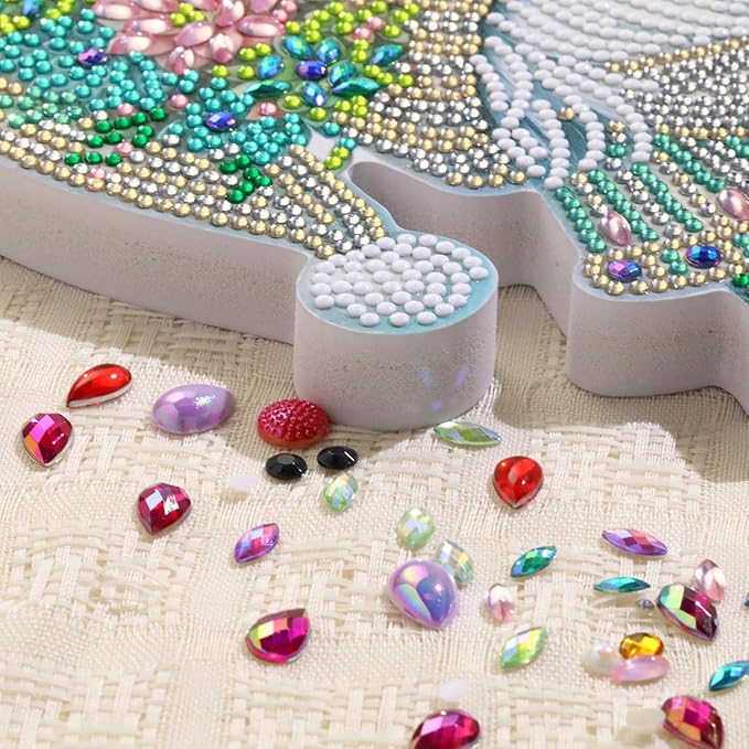 Tabletop Diamond Art Kits for Adults - Succulents Gnome Diamond Painting Figurines Ornaments, DIY Diamond Art Statues Diamond Dots Sculpture Special Shaped Paintings with Diamonds Gem Art and Crafts