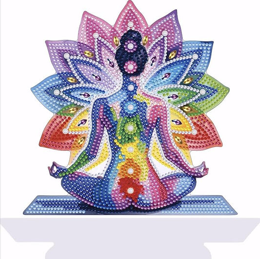 Tabletop Diamond Art Kits for Adults - Chakra Lotus Diamond Painting Figurines Ornaments, DIY 5D Diamond Art Statues Diamond Dots Sculpture Special Shaped Paintings with Diamonds Gem Art and Crafts