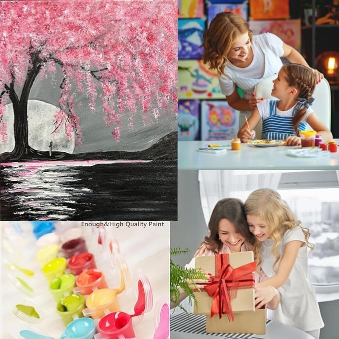 CSZPPQAF Paint by Numbers Kit for Adults Beginner, Cherry Blossom Tree Adult Paint by Number Kits on Canvas,DIY Acrylic Watercolor Easy Oil Painting Kit for Home Wall Decor 16X20inch