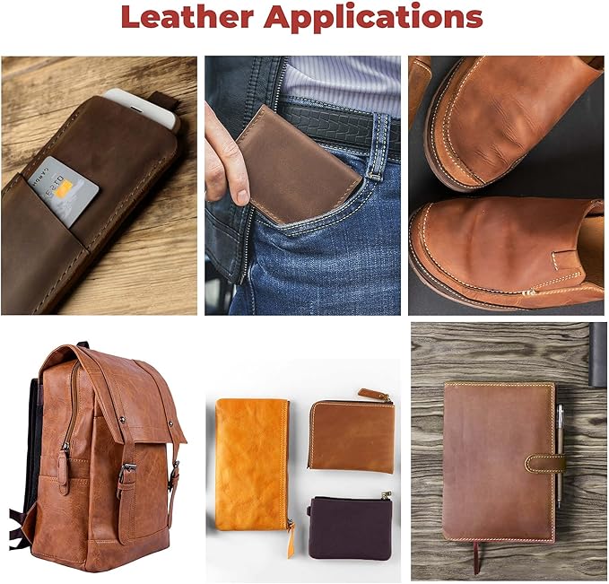 ELW Oil Tanned Leather Scraps | 4-6 oz (1.6-2.4 mm) Medium Weight | Size: 8 LB | Genuine Cowhide Full Grain Leather Remnants for Crafting, DIY Leather Projects | Color: Dark Oil Tanned Mixed Color