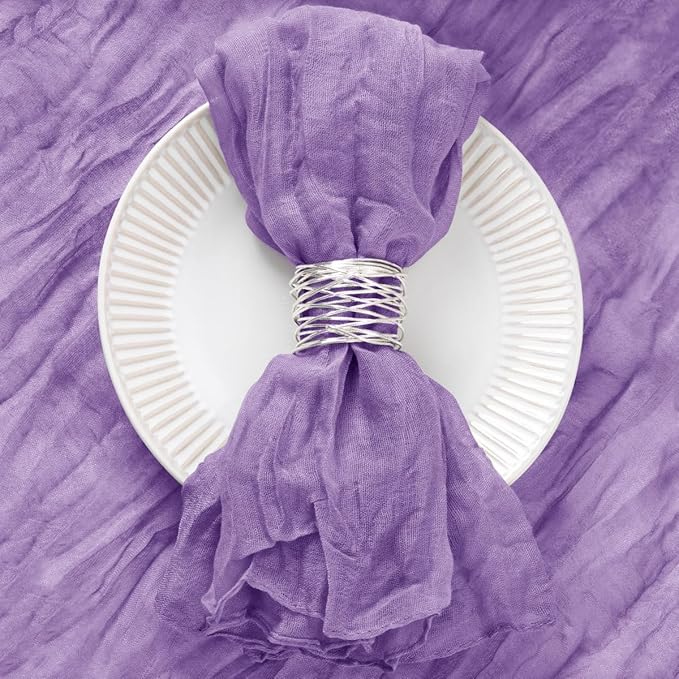 20 Pack Lavender Purple Cheesecloth Napkins Spring Cloth Napkins Set of 20 Dinner Napkins Bulk 21x21 Inches for Wedding Bridal Shower Baby Shower Valentine's Day