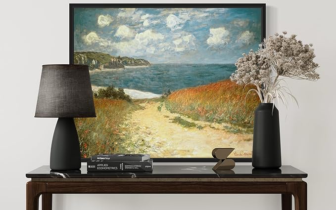 Path in the Wheat Claude Monet Wall Art Print Poster, Impressionist Painting Wall Art Wall Decor, for Bedroom and Living room Bathroom Decor 115 (Path in the Wheat, 16 x 20 inches, Black Frame)