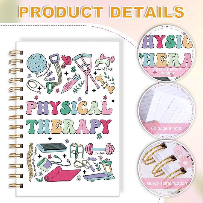 Physical Therapy Spiral Notebook - Physical Therapy Gifts Hardcover Spiral Journal Notebook for Women PT Month Appreciation Gift Therapist Notebooks for Note Taking 5.5x8.3 Inch