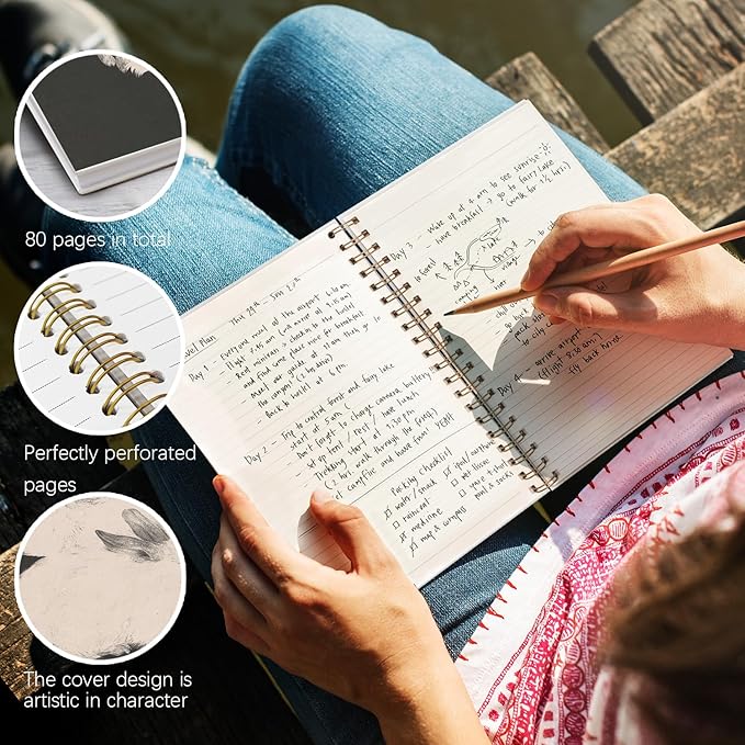 Cute Bunny Spiral Notebook for Women, Rabbit Aesthetic Spiral Journal, Girly Notebooks for Note Taking, Bunny Gifts for Women, Vintage Hardcover Spiral Notebook 5.5x8.3Inch
