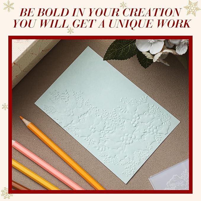 Geiserailie 1 Pcs Embossing Folders Embossing Machine Template Paper Card Folders for Christmas Card Making DIY Flower Scrapbook Photo Album Craft Decoration 5.9 x 4.1 Inch (Holly Leaves)