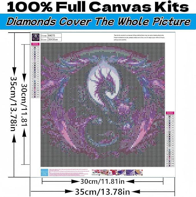 Acelii 5D Dragon Diamond Art Kits for Adults Beginners,Dragon DIY Full Round Drill Diamond Painting Kits, Paint by Diamonds Dots Gem Art Easy,Home Wall Decor 14X14 Inch