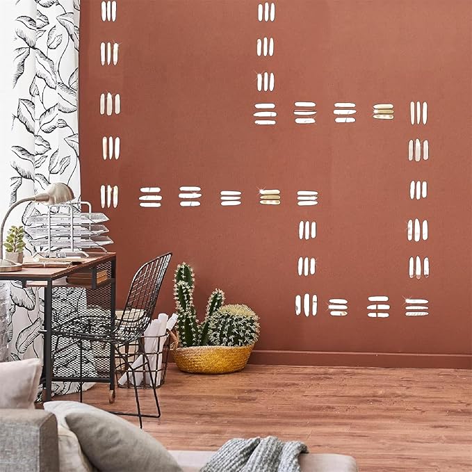 162pcs Stripe Wall Decals Silver Acrylic Mirror Wall Decor Stickers Mirror Tiles for Walls Accent Peel and Stick Decals Irregular Stripe Vinyl Murals for Living Room Bathroom Office Farmhouse Decor