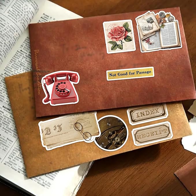 Vintage Sticker Book, 30 Sheets 308 Pcs Aesthetics Stickers for Journaling Scrapbooking Bullet Journals Planners Letter Card Making