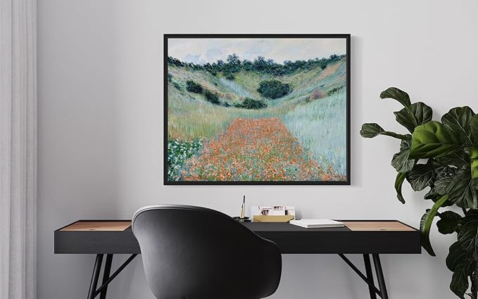 Poppy Field Claude Monet Wall Art Print Poster, Impressionist Painting Wall Art Wall Decor, for Bedroom and Living room Bathroom Decor 115 (Poppy Field, 8 x 10 inches, Black Frame)