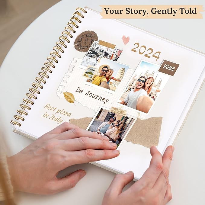 Scrapbook Photo Album Linen Cover, 10 x 10 Inch Hardcover Kraft White Pages Memory Book, for Travel Wedding Guest Book Christmas Baby Shower (40 Sheets/ 80 Pages,Black)