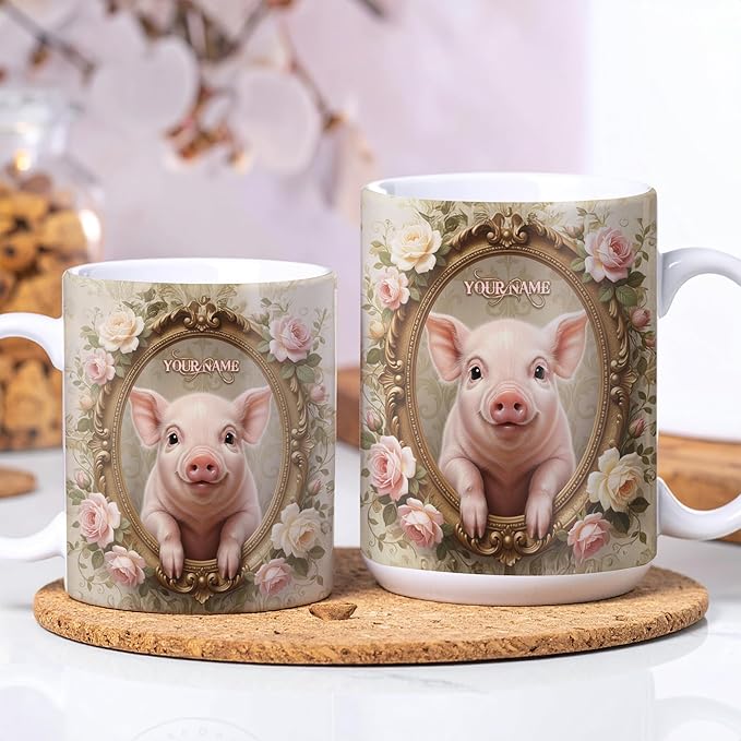 VanLich Shop Personalized Cute Pig Changing Color/Accent Coffee Mug – Animal Design Mug
