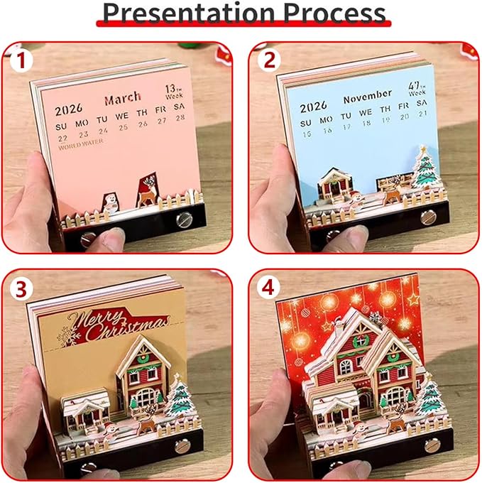 3D Art Calendar 2026,3D Memo Pad Creative Time Piece Calendar,Creative Non Stick Sticky Note,3D Memo Pad Art Notepad,Exquisite Paper Sculpture Gifts,Desktop Decoration Crafts
