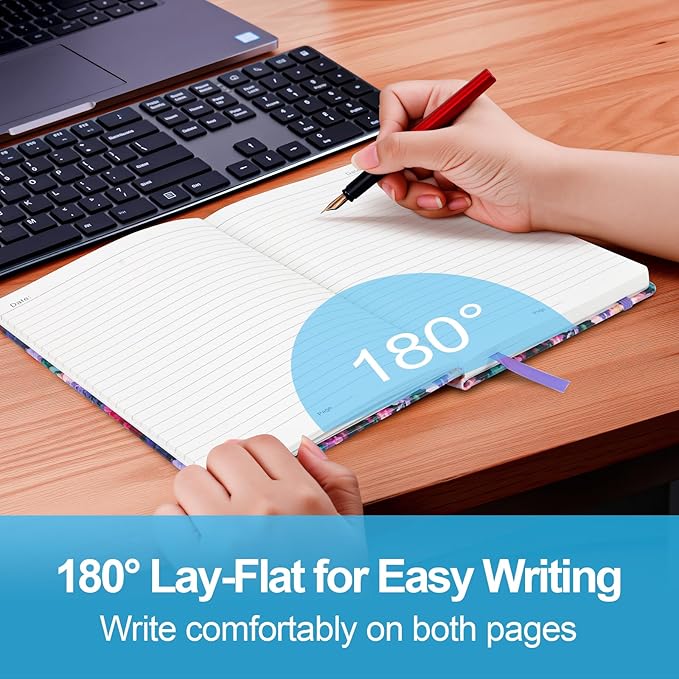 Lined Dotted Journal Notebook A5 (6x8), Dot Grid Hardcover PU Leather Writing Journal with Japanese Paper, 160 Pages, Gift for Women and Men, Work & Note Taking