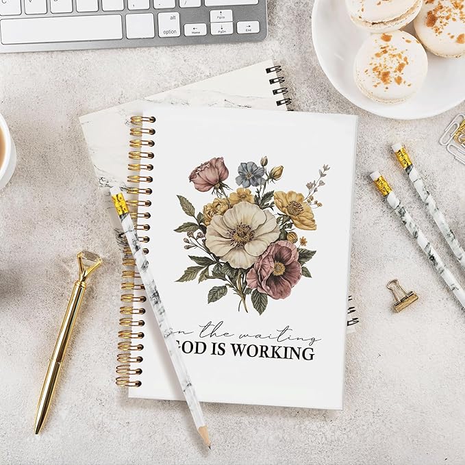 Bible Journal for Women,Bible Journal,Prayer Bible Supplies Journal,God is Working Vintage Floral Church Notes Notebook,Bible Study Journal for Women,Spiral Faith Notebook for Bible Notes & Prayer A5 5.5x8.3"