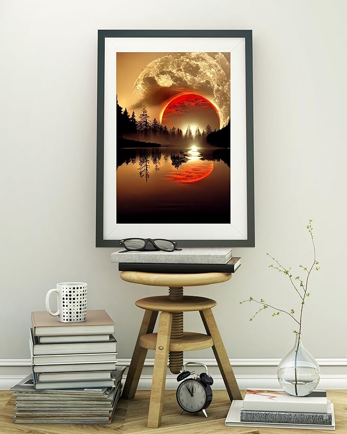 12 Pack Diamond Art Kits for Adults, Sunset Landscape 5D Diamond Painting for Adult Beginners,DIY Full Drill Round Gem Painting Dot Art Sets,Home Wall Decor 9.8x13.8 Inch