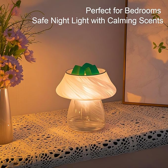 Electric Mushroom Wax Melt Warmer, Flameless 3-in-1 Cute Wax Warmer for Scented Wax Candle Lamp Essential Oil Burner Diffuser Decor Candle Warmer Lamp for Home Office Gifts & Decor