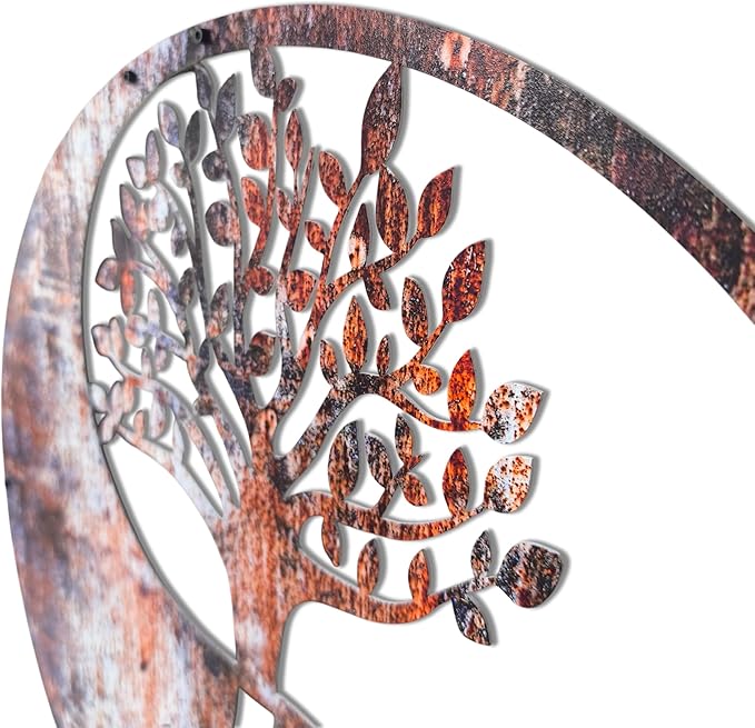 Venovez Yin Yang Wall Decor (Wood-Metal) Tree of Life Wall Art, Yin Yang Decor, Metal Wall Decor, Interior Decoration, Wall Hangings, Garden, Living Room, Office, Floating Effect, Easy to Hang