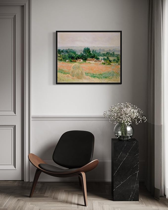 Haystack at Giverny Claude Monet Wall Art Print Poster, Impressionist Painting Wall Art Wall Decor, for Bedroom and Living room Bathroom Decor 115 (Haystack at Giverny, 8 x 10 inches, Black Frame)