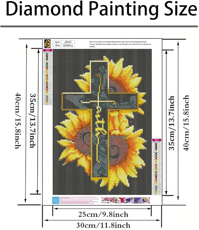 GXGLLPZBY 5D Diamond Painting Kit for Adults Beginners,DIY Cross Sunflower Paint by Diamond Art Kits,Suitability Friends Full Round Drill Diamonds Dots Gem Art,Home Wall Decor 11.8x15.8 Inch