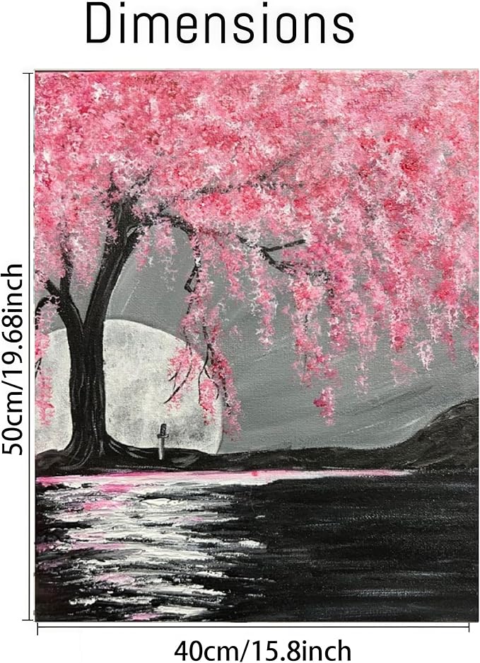 CSZPPQAF Paint by Numbers Kit for Adults Beginner, Cherry Blossom Tree Adult Paint by Number Kits on Canvas,DIY Acrylic Watercolor Easy Oil Painting Kit for Home Wall Decor 16X20inch