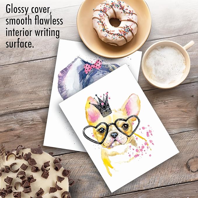 The Best Card Company - 20 Bulk Animal Note Cards Blank (4 x 5.12 Inch) - Fun Assorted Notecards with Envelopes (10 Designs, 2 Each) - Funky Colorful Creatures AM6749OCB-B2x10