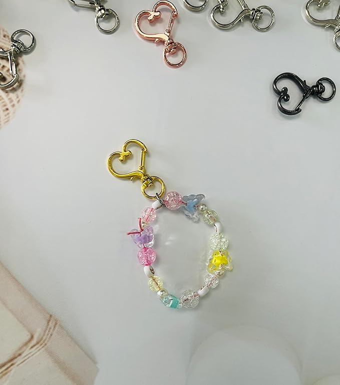 50Pcs Heart-Shaped Swivel Snap Hooks, Metal Spring Snap Keychains Heart Clips Trigger Keychain Hook Lobster Clasps Bulk for Lanyard Hanging Jewelry Making Charms DIY Crafts Supplies (Gold)