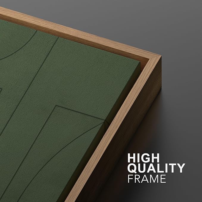 SIGNWIN Framed Canvas Print Wall Art Set Green Mid-Century Polygon Landscape Abstract Shapes Digital Art Modern Art Decorative Vintage for Living Room, Bedroom, Office - 24"x36"x2 Natural