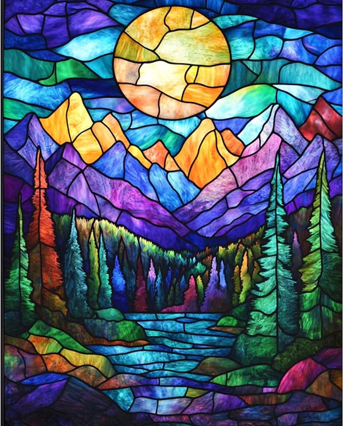obterie Mountains Paint by Numbers Kit for Adults Beginner Sun Oil Painting Kit Adult Paint by Number Kits on Canvas DIY Painting for Beginners Art by Numbers for Gifts Home Wall Decor 16x20 Inch
