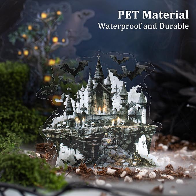 Gothic PET Sticker Set, 60PCS Abandoned City Theme Stickers for Scrapbooking, Journaling, DIY Crafts and Planner Supplies