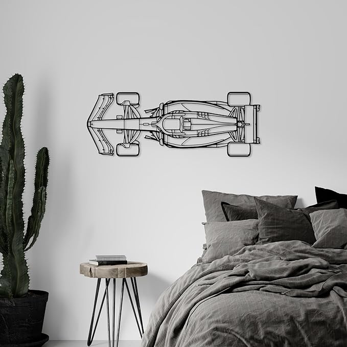 Formula Car metal Wall Art, Sports Car metal Silhouette, Formula Car Lovers Metal Wall Decor, Racing Gifts For Men, Minimalist Sculpture for Garage, Man Cave, Gift for Father's, (Black-25" x6.9" inch)