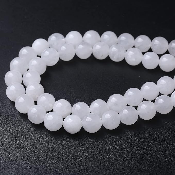 90pcs 4mm Natural White Jades Stone Beads Round Loose Spacer Beads for Jewelry Making DIY Bracelet,Energy Stone Healing Power (4mm, White Jade)
