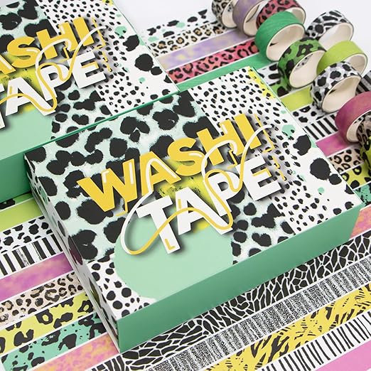 40 Rolls Washi Tape Set - Decorative Tape, Lucky Leopard Colored Tape, Scrapbook Washi Tape for Journaling, Scrapbook Tape, Craft Tape, Washintape
