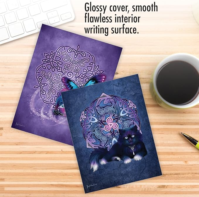 The Best Card Company - 20 Assorted Blank Notecards Bulk Box Set 4 x 5.12 Inch with Envelopes (10 Designs, 2 Each) - Celtic Totem AM10207OCB-B2x10