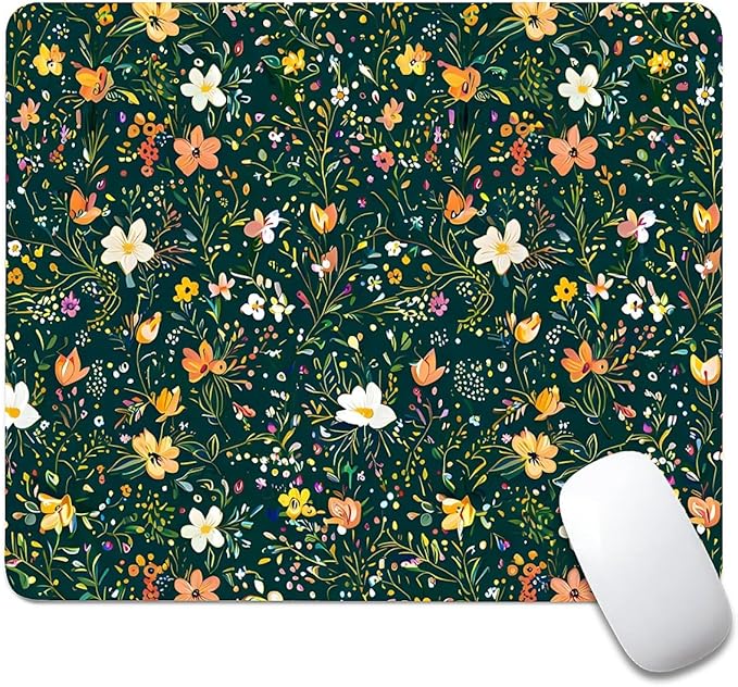 Square Mouse Pad Wild Flower 2, Personalized Premium-Textured Custom Mouse Mat Design, Washable Mousepad Cloth, Non-Slip Rubber Base Computer Mouse Pads for Wireless Mouse