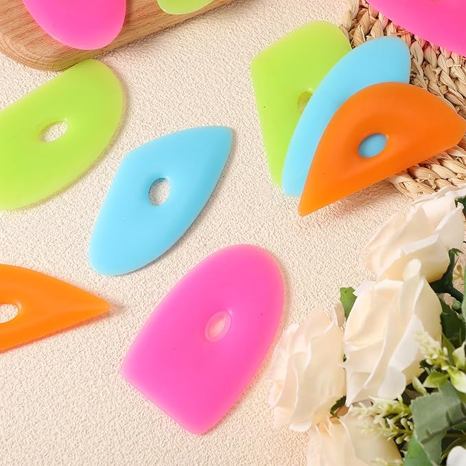 Sherr 12 Pcs Soft Rubber Rib for Pottery Clay Silicone Ceramics Tools Multi Styles Pottery Rubber Clay Ceramic Ribs for DIY Smooths Shapes Sculpting Ceramics Tool(Charming Style,Bright Color)