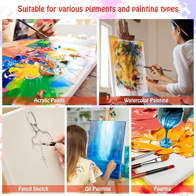 Stretched Canvas for Painting - 9x12 Inch/10 Canvas Value Pack - Triple Primer Acid Free 100% Cotton Blank Canvas for Painting Supplies Oil and Acrylic Pouring Art Watercolor