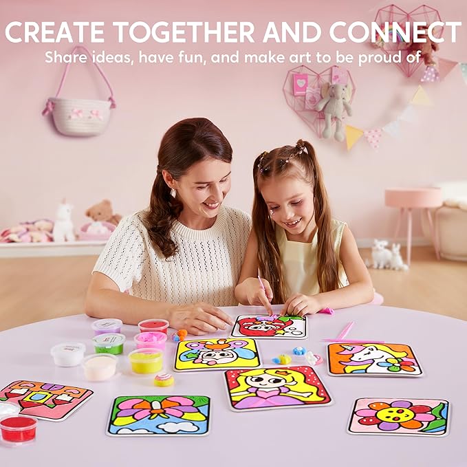 Klever Kits Air Dry Clay Painting, Air Clay Kit for Kids, 8 Pre-grooved Filling and Original Designed Boards, Easy Play and Non Toxic Material, Arts and Crafts for Kids Age 4-9 by JOVA