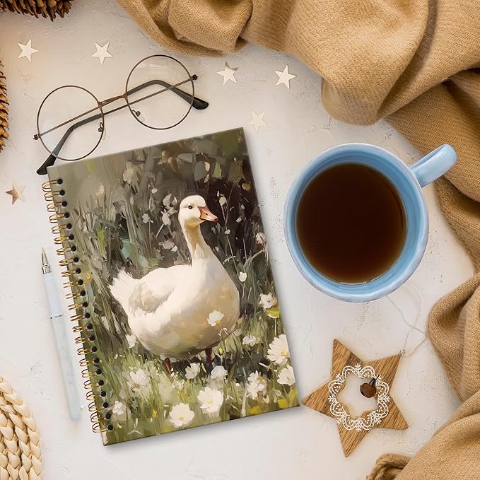 XNXLDYLH Cute Goose Duck Notebook Journal, Farmhouse Aesthetic Spiral Notebook, Cute Nature Aesthetic Journals Notebooks for Women Girls Boys Kids, Duck Office School Supplies Gifts, 5.5x8.3 Inch