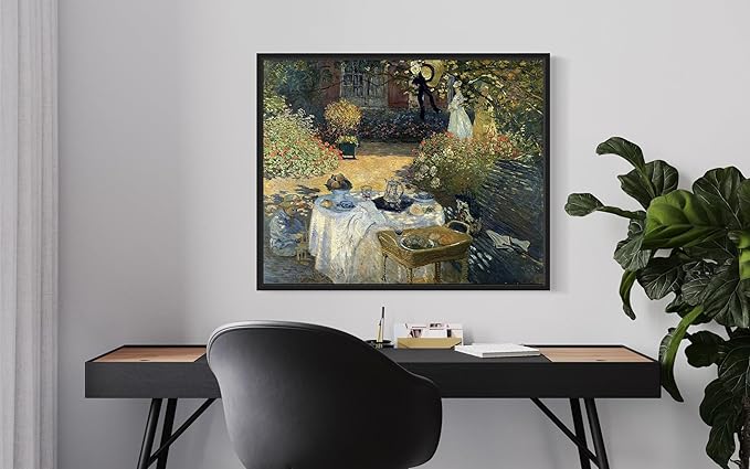 The Luncheon Claude Monet Wall Art Print Poster, Impressionist Painting Wall Art Wall Decor, for Bedroom and Living room Bathroom Decor 115 (The Luncheon, 11 x 14 inches, Black Frame)