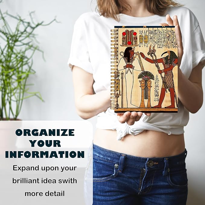 BearCake Ancient Egypt Theme Vintage Notebook Journal, Egytian Mathology Gifts, Ancient Egypt Gifts for Women, Hardcover Spiral Notebook 5.5x8.3