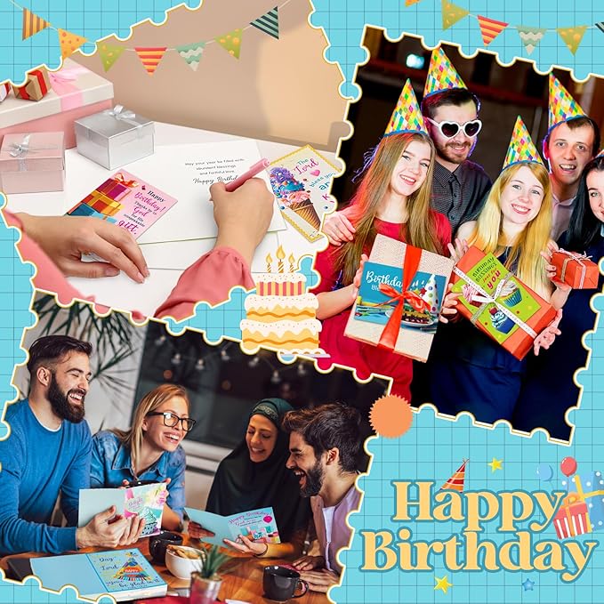 48 Pack Religious Christian Birthday Cards Bulk with Scripture Assorted Bible Verse 4.5 x 6.2 Inch Christian Blessings Birthday Greeting Cards with Envelopes and Stickers (Bright Style)