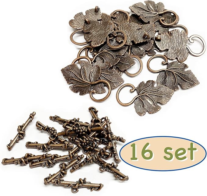Copper Clasps Grape Leaves Clasp Toggle Findings Heavy Duty Jewelry Clasp for Jewelry Making 16 Set