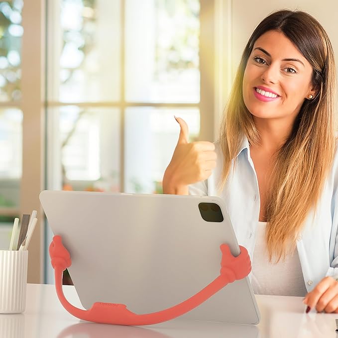 Honsky Adjustable Tablet Stand, Portable Phone Holder for Desk Bed - Multi-Angle Drawing Stand Compatible with All Tablets (Light Red)